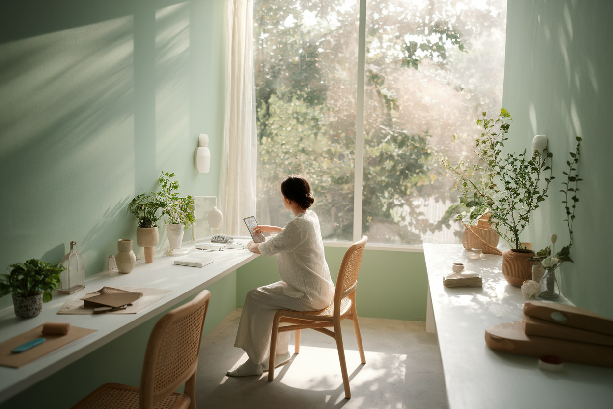 bureau-minimaliste-femme-fenetre