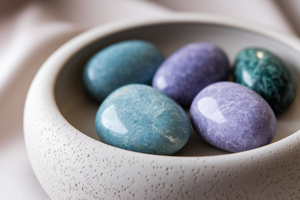 pierres-polies-bleu-violet-vert