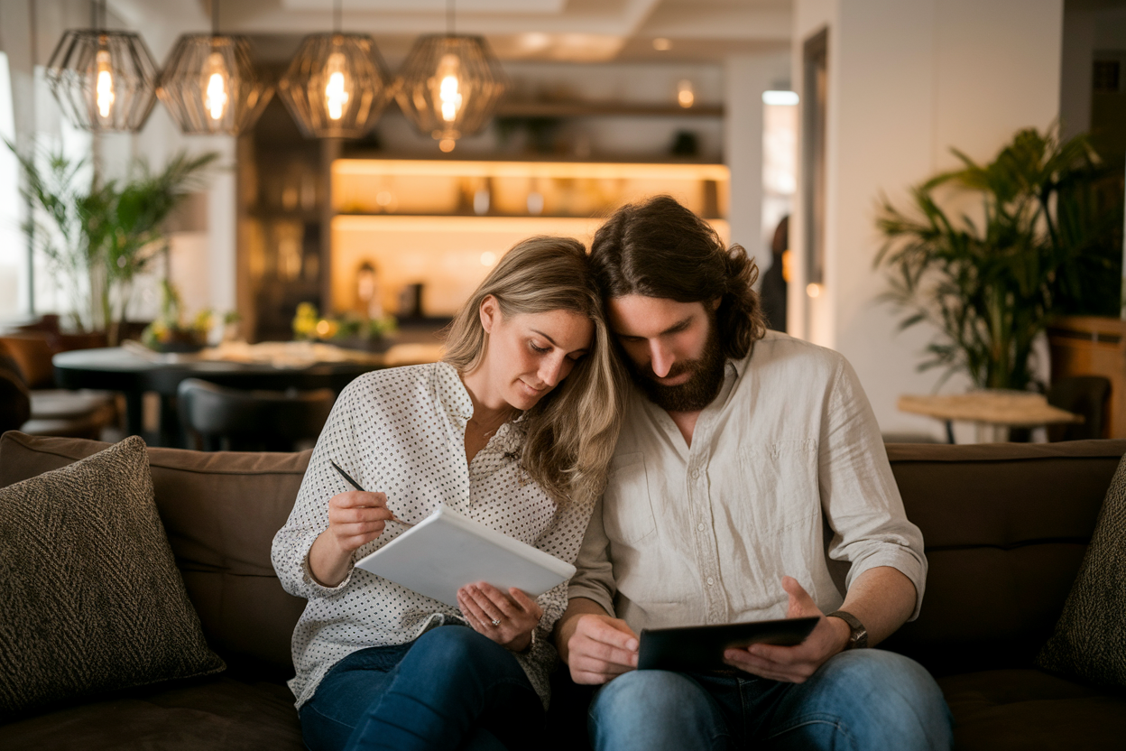 couple-assis-salon-visages-caches