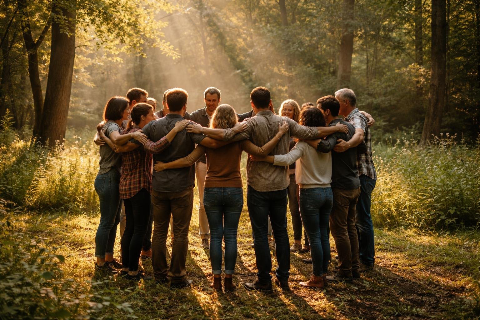groupe-personnes-foret-atmosphere-paisible