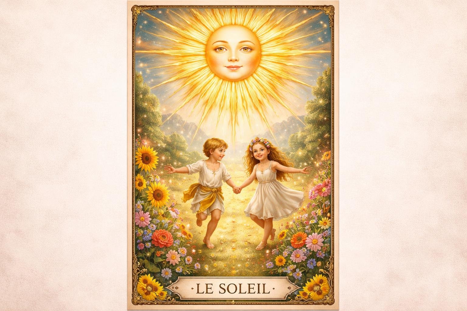 carte-tarot-soleil-enfants-fleurs