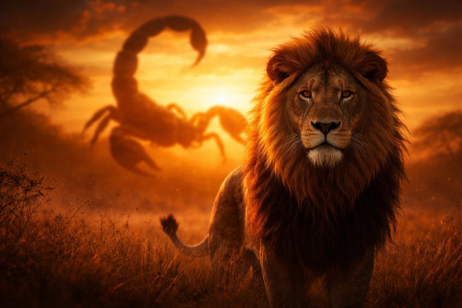 lion-majesteux-savane-silhouette-scorpion