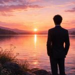 silhouette-personne-coucher-soleil-lac