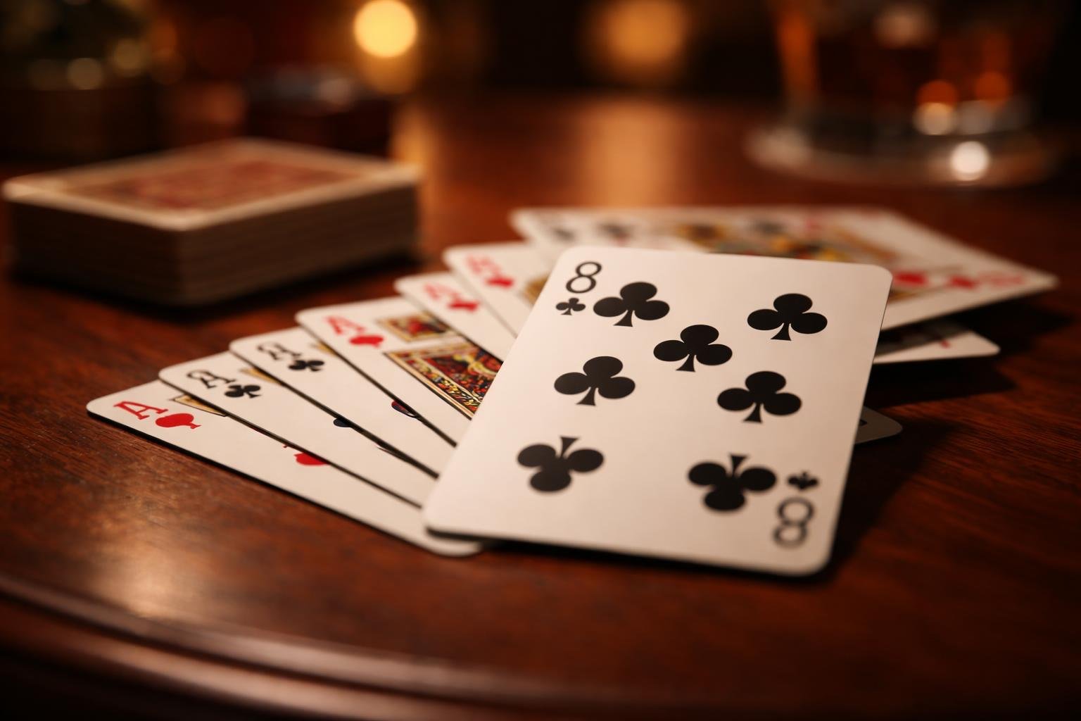 jeu-cartes-table-bois-huit-trefle